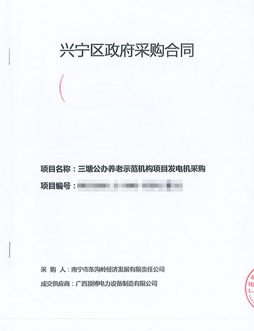 南寧三塘公辦養(yǎng)老示范機構(gòu)項目100千瓦柴油發(fā)電機組